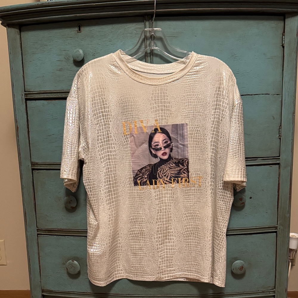 Silver Animal Graphic Print Shirt